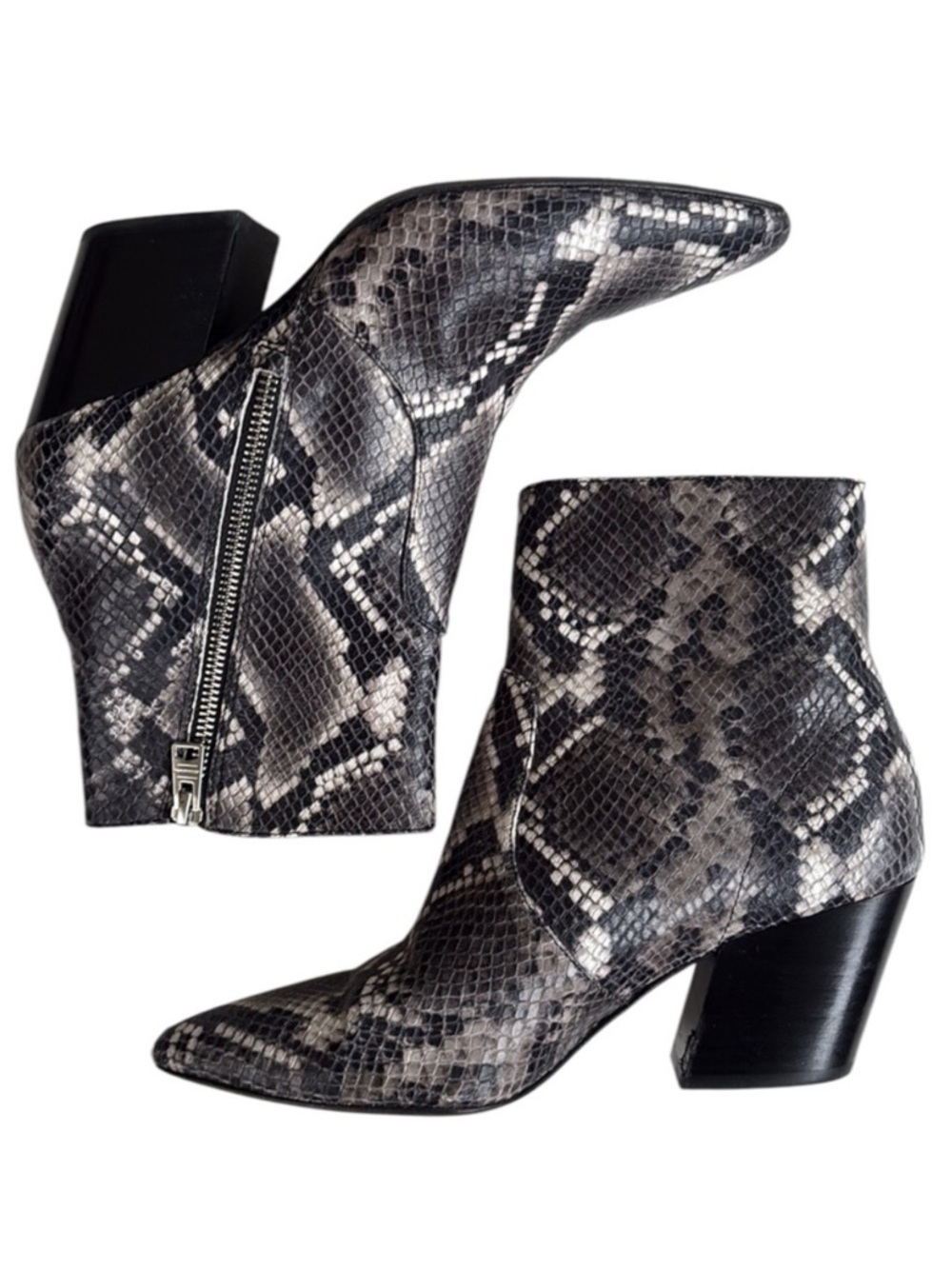 All Saints Leather Aster Snake Print Ankle Boots Size 9